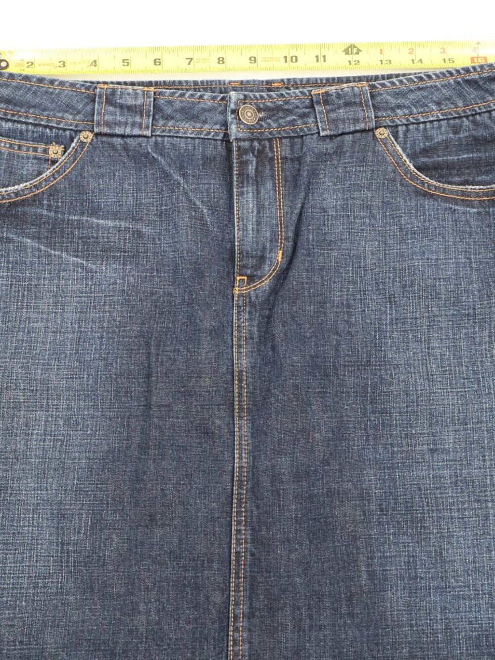 Gap Denim Mini Skirt Womens 12 Dark Blue A-Line 1969 Whiskered Casual - Picture 2 of 7
